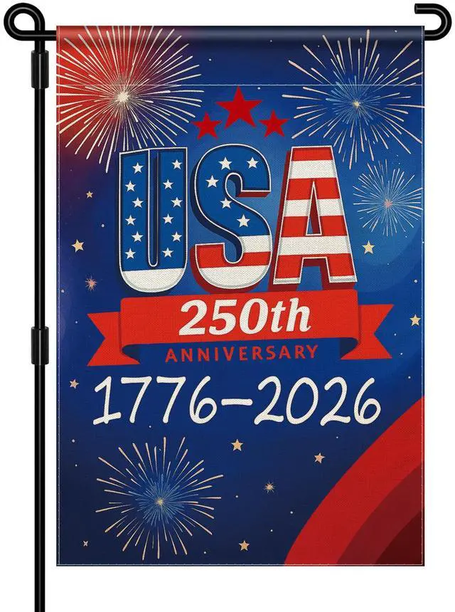 Main image of 250 Anniversary USA Garden Flag, 250th Anniversary America Flag 1776-2026 Commemorative Patriotic 250 Year Banner 4th of July Yard Sign Double-Sided Waterproof Garden Flag 12x18 Inch