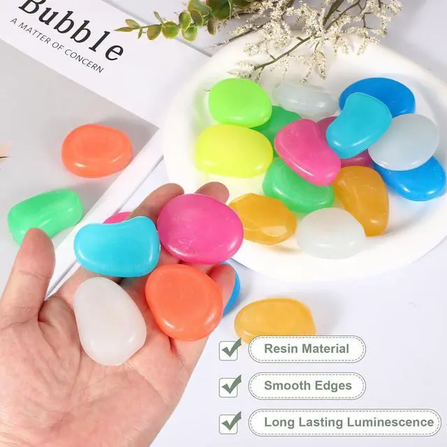 Alt view image 3 of 7 - Large Glow in the Dark Stones, Luminous Pebbles Stones Glowing Rocks Decorative Light Up Pebbles Fitting for (Fish Tank/Outdoor Garden Decor/Yard/Walkway) 10 Pcs & Multicolor