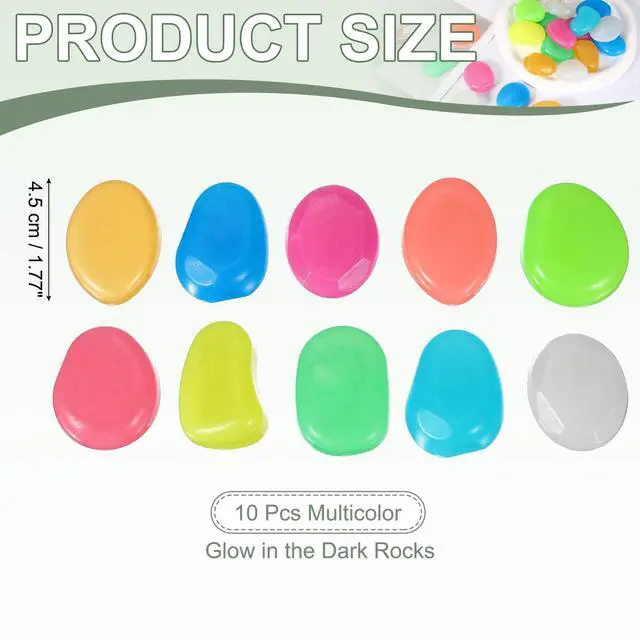 Alt view image 2 of 7 - Large Glow in the Dark Stones, Luminous Pebbles Stones Glowing Rocks Decorative Light Up Pebbles Fitting for (Fish Tank/Outdoor Garden Decor/Yard/Walkway) 10 Pcs & Multicolor