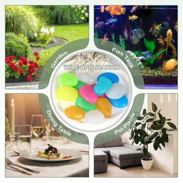Alt view image 7 of 7 - Large Glow in the Dark Stones, Luminous Pebbles Stones Glowing Rocks Decorative Light Up Pebbles Fitting for (Fish Tank/Outdoor Garden Decor/Yard/Walkway) 10 Pcs & Multicolor