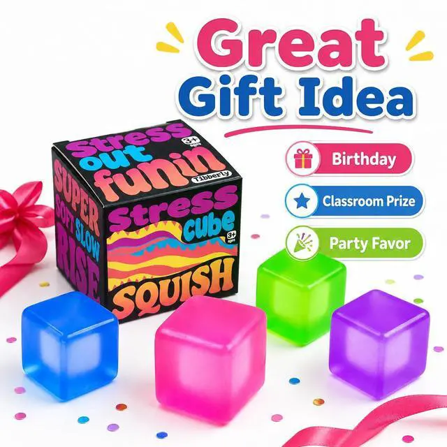Alt view image 7 of 7 - Stress Cube Squishy Toy, 1.97 Inch Slow Rising Fidget Stress Ball, Soft Squeeze Sensory Toy for Adults & Kids, Durable Leakproof Solid Color Cube, Gift-Ready for Office Classroom