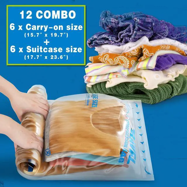 Alt view image 2 of 7 - 12 Compression Bags for Travel Essentials, Vacuum Packing Space Saver Bags for Cruise Accessories (12-Travel)