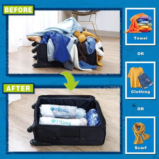 Alt view image 4 of 7 - 12 Compression Bags for Travel Essentials, Vacuum Packing Space Saver Bags for Cruise Accessories (12-Travel)