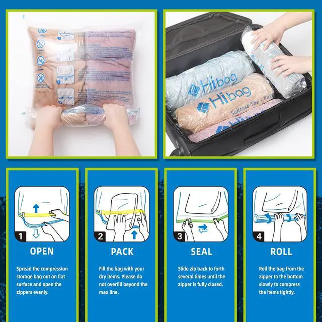 Alt view image 5 of 7 - 12 Compression Bags for Travel Essentials, Vacuum Packing Space Saver Bags for Cruise Accessories (12-Travel)