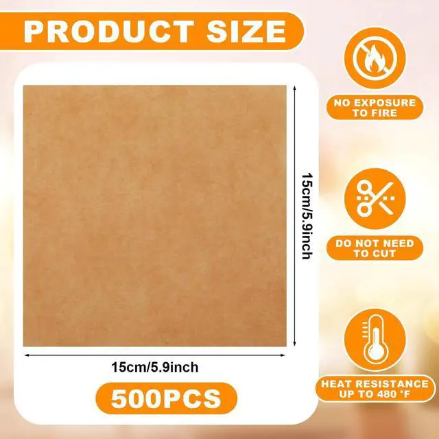 Alt view image 2 of 6 - 500pcs 6x6in Squares Patty Paper, Parchment Paper Squares Sheets, Unbleached Parchment Wax Sheets, Heavy Duty & Non-stick for Separating, Cookies, Storing Foods Wrapping Candies