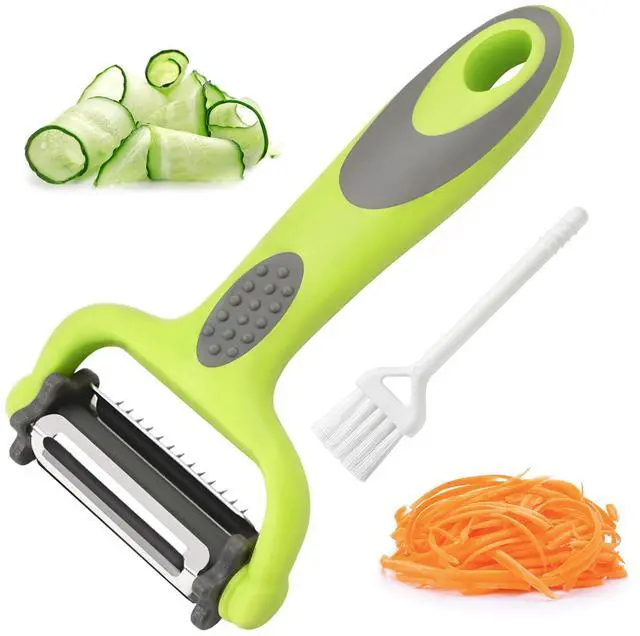 Main image of Kitchen Vegetable Peeler, Fruit Carrot Zucchini Cucumber Vegetable, Y Vegetable Peeler 3-in-1 Serrated Blade and Standard Blade Rotation Design, Non-Slip Grip