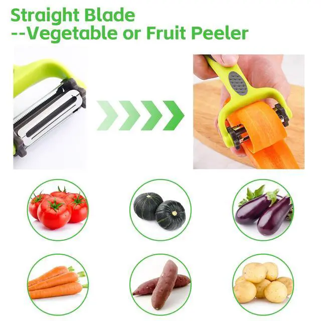 Alt view image 2 of 7 - Kitchen Vegetable Peeler, Fruit Carrot Zucchini Cucumber Vegetable, Y Vegetable Peeler 3-in-1 Serrated Blade and Standard Blade Rotation Design, Non-Slip Grip