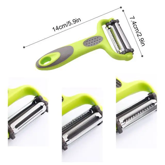 Alt view image 4 of 7 - Kitchen Vegetable Peeler, Fruit Carrot Zucchini Cucumber Vegetable, Y Vegetable Peeler 3-in-1 Serrated Blade and Standard Blade Rotation Design, Non-Slip Grip