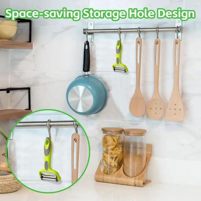 Alt view image 5 of 7 - Kitchen Vegetable Peeler, Fruit Carrot Zucchini Cucumber Vegetable, Y Vegetable Peeler 3-in-1 Serrated Blade and Standard Blade Rotation Design, Non-Slip Grip