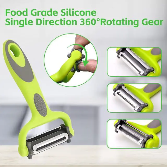 Alt view image 7 of 7 - Kitchen Vegetable Peeler, Fruit Carrot Zucchini Cucumber Vegetable, Y Vegetable Peeler 3-in-1 Serrated Blade and Standard Blade Rotation Design, Non-Slip Grip