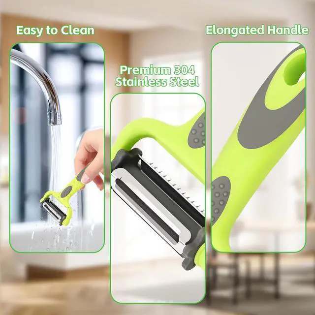 Alt view image 6 of 7 - Kitchen Vegetable Peeler, Fruit Carrot Zucchini Cucumber Vegetable, Y Vegetable Peeler 3-in-1 Serrated Blade and Standard Blade Rotation Design, Non-Slip Grip