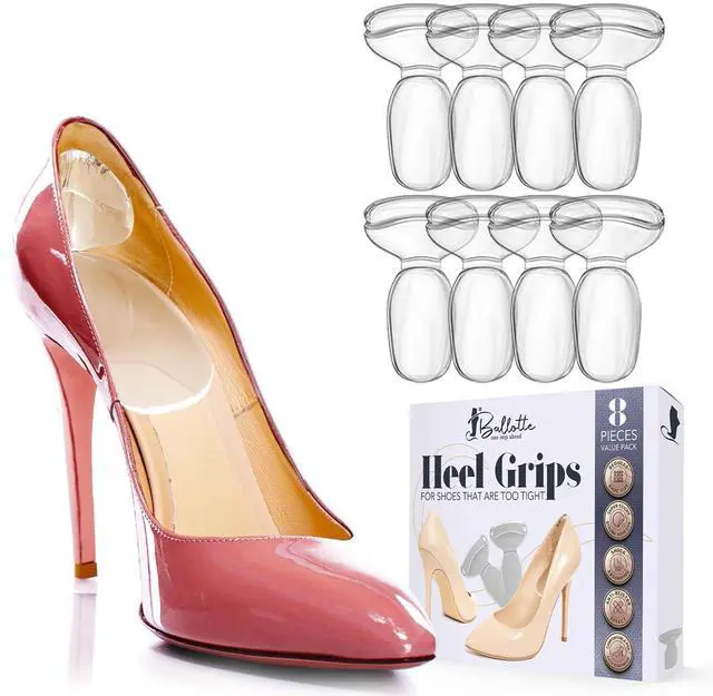 Main image of Premium Silicone Heel Pads for Shoes. Soft Heel Grips or Inserts for Big Shoes, Alleviates Slipping & Discomfort, Comfortable Cushioning for High Heels, 8-Pack (Natural)