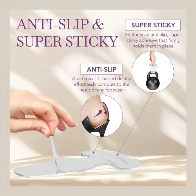 Alt view image 4 of 7 - Premium Silicone Heel Pads for Shoes. Soft Heel Grips or Inserts for Big Shoes, Alleviates Slipping & Discomfort, Comfortable Cushioning for High Heels, 8-Pack (Natural)