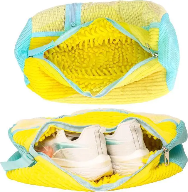 Main image of Shoe Washing Machine Bag, 2 Pack Reusable Shoe Laundry Bags for Washer & Dryer, Extra Large Sneaker Cleaning Bags with Zipper Protection, Mesh Design for Deep Cleaning, Yellow