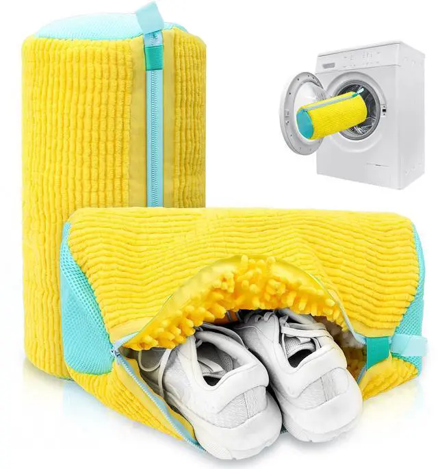 Main image of Shoe Washing Machine Bag Reusable Laundry Shoe Bag for Sneakers, Running Shoes & White Shoes, Helps Protect Against Deformation, Scratches & Washer Damage(Yellow 2pcs)