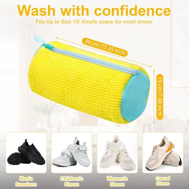 Alt view image 4 of 7 - Shoe Washing Machine Bag Reusable Laundry Shoe Bag for Sneakers, Running Shoes & White Shoes, Helps Protect Against Deformation, Scratches & Washer Damage(Yellow 2pcs)