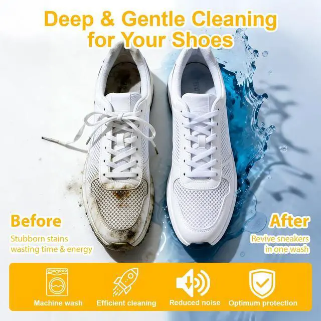 Alt view image 6 of 7 - Shoe Washing Machine Bag Reusable Laundry Shoe Bag for Sneakers, Running Shoes & White Shoes, Helps Protect Against Deformation, Scratches & Washer Damage(Yellow 2pcs)