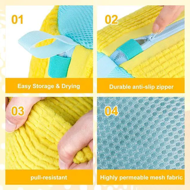 Alt view image 7 of 7 - Shoe Washing Machine Bag Reusable Laundry Shoe Bag for Sneakers, Running Shoes & White Shoes, Helps Protect Against Deformation, Scratches & Washer Damage(Yellow 2pcs)