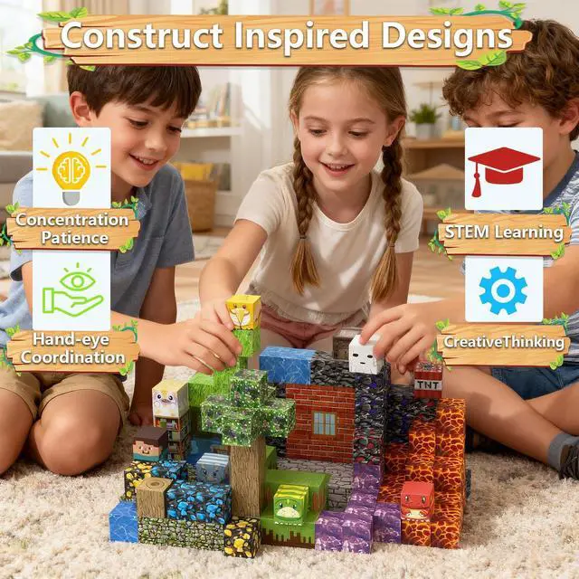 Alt view image 5 of 7 - 150 PCS Magnetic Building Blocks - Cross Town Magnetic Building Blocks STEM Toy for Kids,Educational Construction Game Gift for Boys and Girls Age 3-12