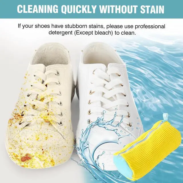 Alt view image 7 of 7 - Shoe Washing Machine Bag, Shoe Laundry Bag for Washer and Dryer, Include Dry Net Bag, Reusable and Durable Zipper with Hook Design, Shoe Washing Bag for Sneaker (Yellow, 2 Pack)