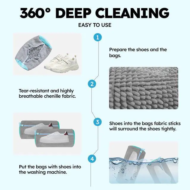 Alt view image 4 of 7 - Shoe Washing Machine Bag: Shoe Washing Bag Keeps Clean - Reusable Laundry Shoe Bag for Sneaker Tennis Shoes Unstain Cleaner Kit(Grey 2 Pcs)