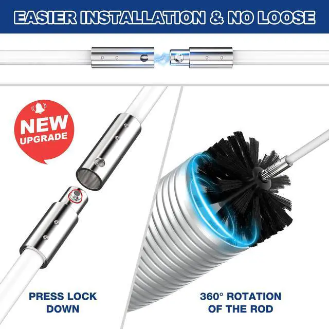 Alt view image 2 of 7 - 32 Feet Dryer Vent Cleaner Kit, Enhanced Flexible Quick Snap Brush with Drill Attachment for Effective Cleaning, 360 Degree Rotation Without Loosening, Use with or Without a Power Drill
