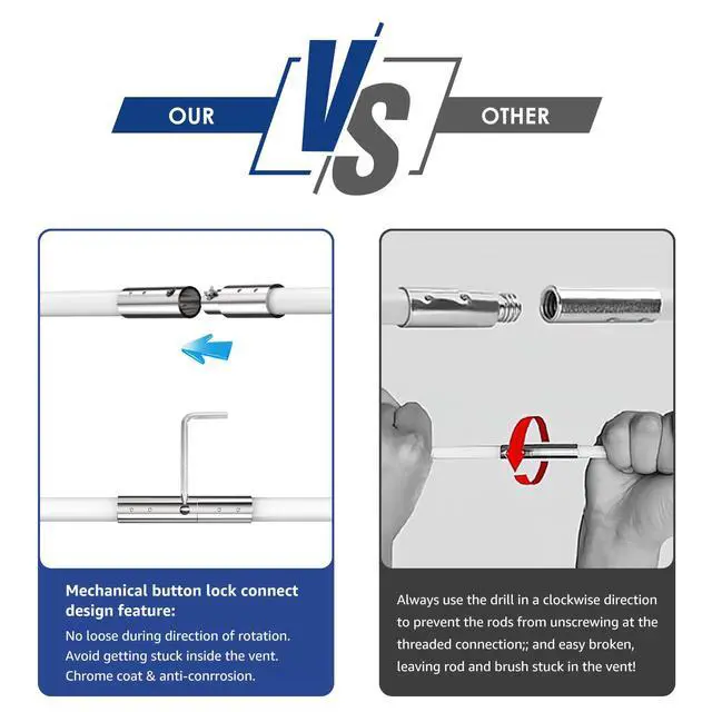 Alt view image 5 of 7 - 32 Feet Dryer Vent Cleaner Kit, Enhanced Flexible Quick Snap Brush with Drill Attachment for Effective Cleaning, 360 Degree Rotation Without Loosening, Use with or Without a Power Drill