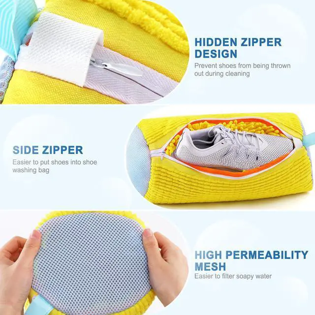 Alt view image 3 of 7 - Shoe Washing Machine Bag 2PC - Heavy-Duty Laundry Shoe Bag for Washer & Dryer, Restores Sneakers to Brand New, Noise-Reducing, Reusable Shoe Cleaning Bag for Sneakers/Running Shoes