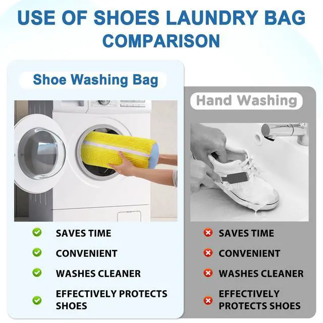 Alt view image 7 of 7 - Shoe Washing Machine Bag 2PC - Heavy-Duty Laundry Shoe Bag for Washer & Dryer, Restores Sneakers to Brand New, Noise-Reducing, Reusable Shoe Cleaning Bag for Sneakers/Running Shoes