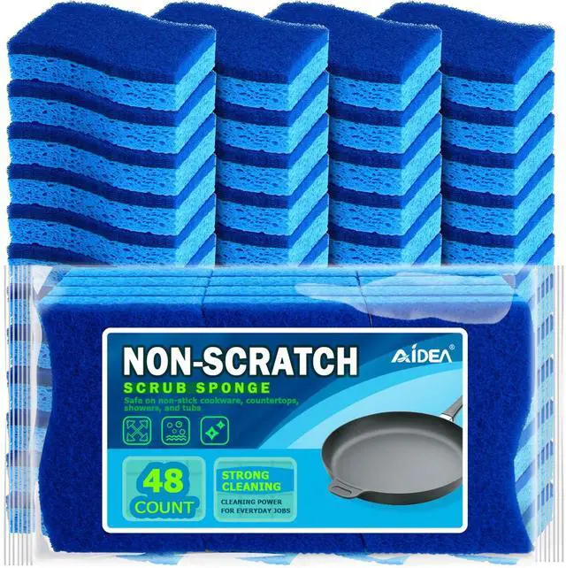 Main image of Non-Scratch Scrub Sponge, 48Count, Sponges for Dishes, Sponges Kitchen, Cleaning Sponge, Cleans Fast Without Scratching, Stands Up to Stuck-on Grime, Cleaning Power for Everyday Jobs