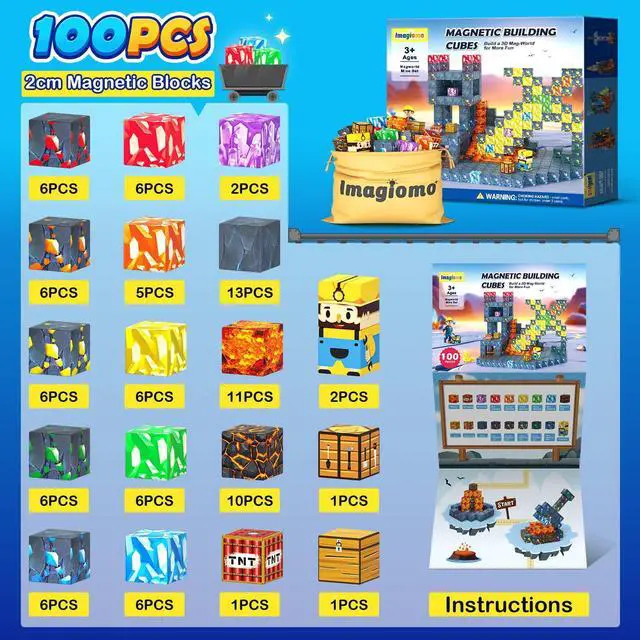 Alt view image 3 of 5 - Magnetic Blocks - Build Mine Magnet World (100pcs)