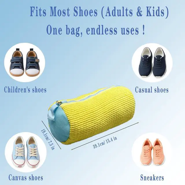 Alt view image 5 of 6 - Shoe Washing Machine Bag, 2pcs Laundry Shoe Bag with Self-locking Zipper for Washer and Dryer, Reusable Sneaker Bag for Gym, Tennis, Sports Shoes, Protects Shoes & Washing Machine (Yellow)