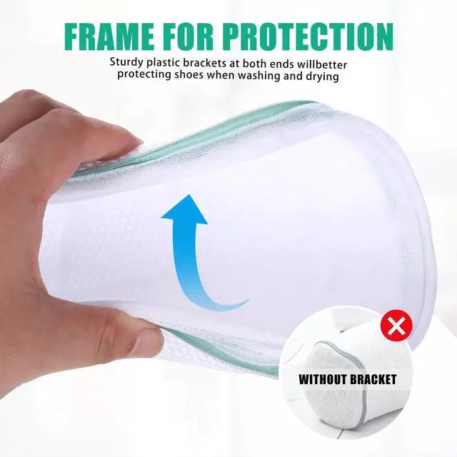 Alt view image 5 of 7 - Shoe Washing Machine Bag, Shoe Laundry Bag, White, 8x15", 2 Pack