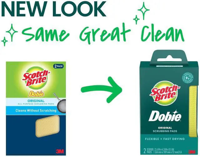 Alt view image 2 of 7 - Dobie Non-Scratch All-Purpose Scrub Pads, 12 Total Pads (6 Packs of 2), Reusable Scouring Sponges for Kitchen & Bathroom, Safe on Non-Stick Cookware, Yellow