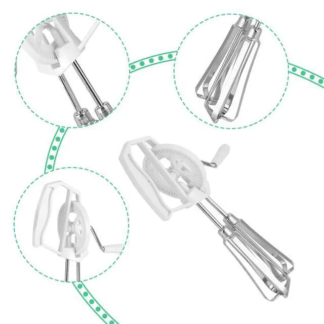 Alt view image 2 of 7 - Manual Egg Blender, Rotary Manual Hand Whisk Egg Beater Stainless Steel Stir Hand Crank Milk Frother Mixer Handheld Kitchen Cooking Tool for Home Blending Whisking Beating Stirring