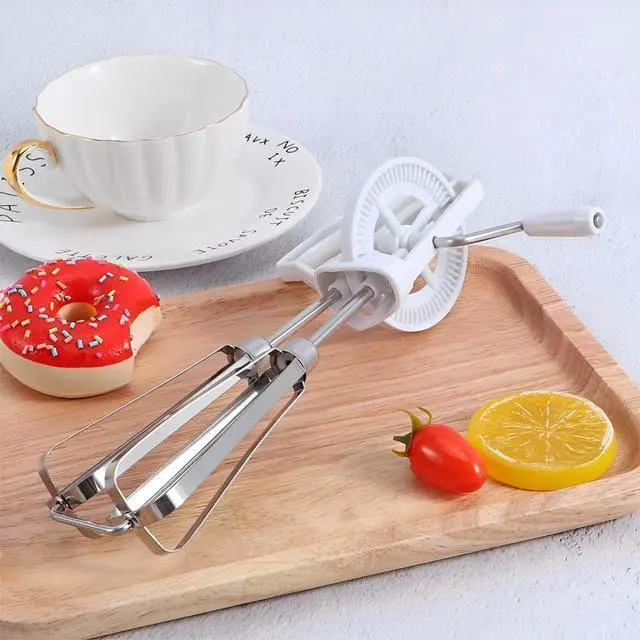 Alt view image 4 of 7 - Manual Egg Blender, Rotary Manual Hand Whisk Egg Beater Stainless Steel Stir Hand Crank Milk Frother Mixer Handheld Kitchen Cooking Tool for Home Blending Whisking Beating Stirring