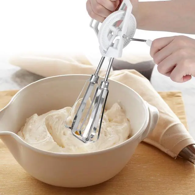 Alt view image 5 of 7 - Manual Egg Blender, Rotary Manual Hand Whisk Egg Beater Stainless Steel Stir Hand Crank Milk Frother Mixer Handheld Kitchen Cooking Tool for Home Blending Whisking Beating Stirring
