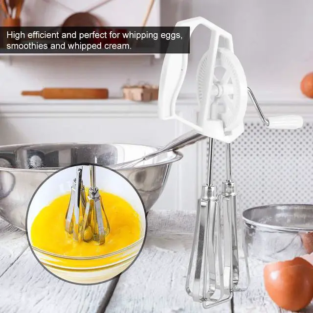 Alt view image 7 of 7 - Manual Egg Blender, Rotary Manual Hand Whisk Egg Beater Stainless Steel Stir Hand Crank Milk Frother Mixer Handheld Kitchen Cooking Tool for Home Blending Whisking Beating Stirring