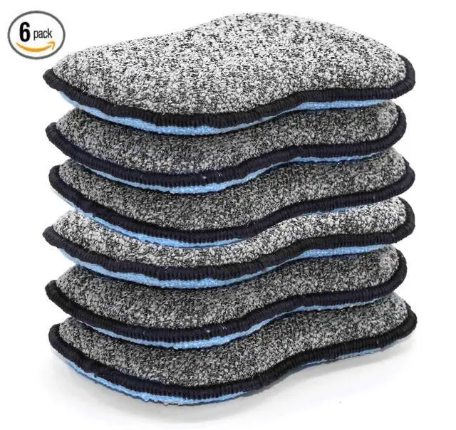 Alt view image 2 of 6 - Multi-Purpose Scrub Sponges for Kitchen By Scrub- it - Non-Scratch Microfiber Sponge Along with Heavy Duty Scouring Power - Effortless Cleaning of Dishes, Pots and Pans All at Once(6 Pack, Large)