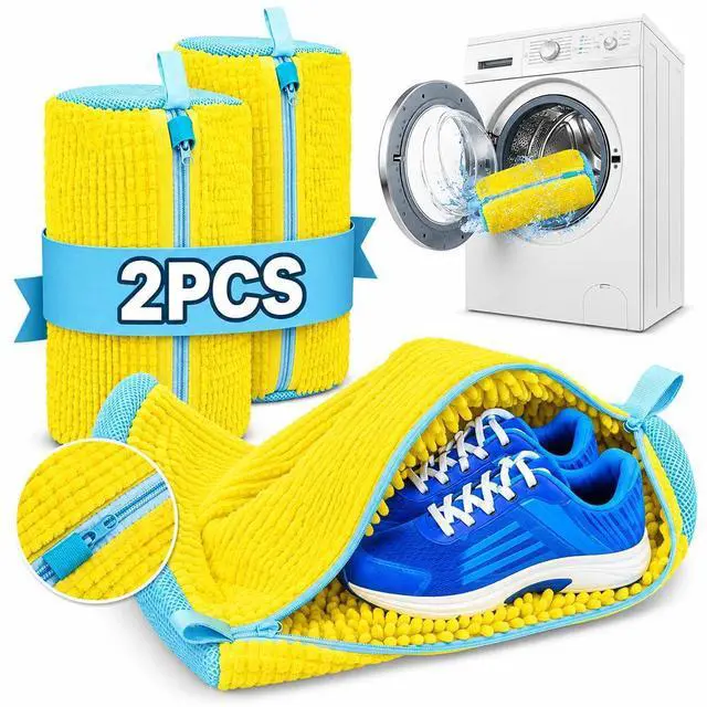 Main image of Shoe Washing Machine Bag 2pc Laundry Shoe Bag Reusable Shoe Cleaning Bags for Sneakers 360° for Washer and Dryer Deep Cleaning Machine for All Shoes Types With Self-locking Zipper