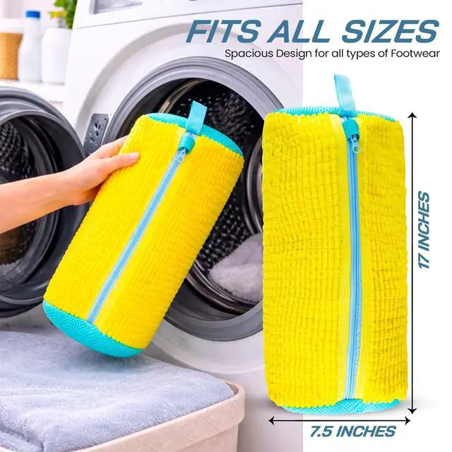 Alt view image 2 of 7 - Shoe Washing Machine Bag 2pc Laundry Shoe Bag Reusable Shoe Cleaning Bags for Sneakers 360° for Washer and Dryer Deep Cleaning Machine for All Shoes Types With Self-locking Zipper