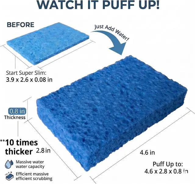 Alt view image 3 of 5 - 36 Pk Pop-Up Compressed Cellulose Sponges