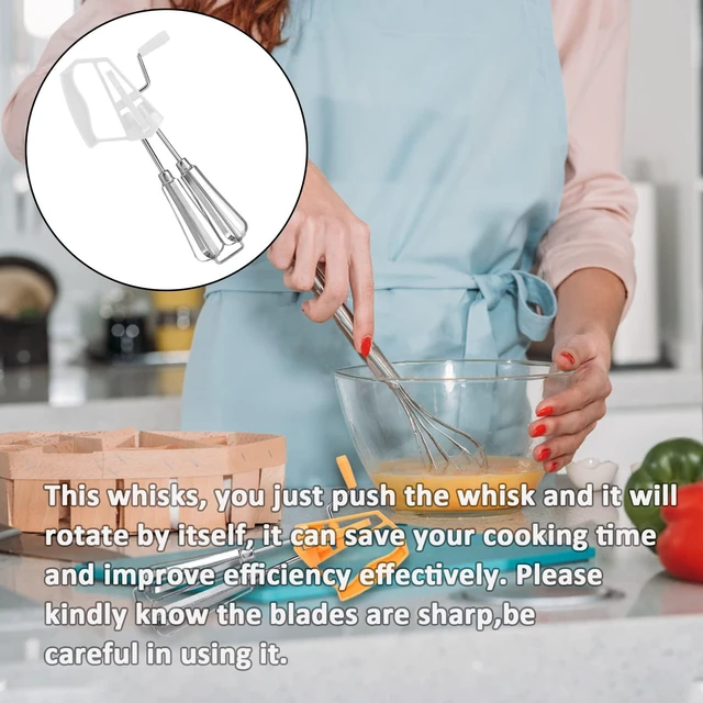 Alt view image 4 of 7 - Egg Beater Mixer,Stainless Steel Rotary Hand Whip Whisk Hand Mixer Plus Egg Beater Cooking Tool Suitable For Kitchen Gadget