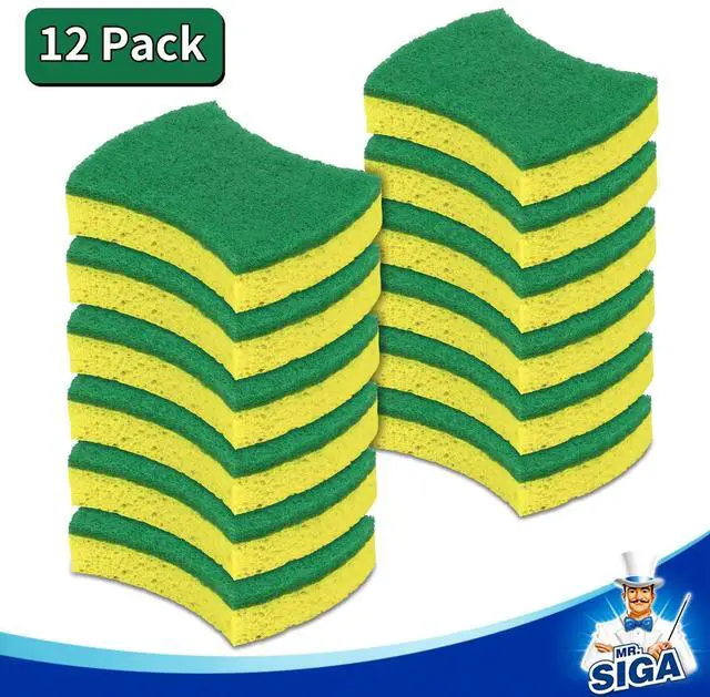 Alt view image 4 of 7 - Heavy Duty Cellulose Scrub Sponge, Dual-Sided Dishwashing Sponge for Kitchen, 12 Pack