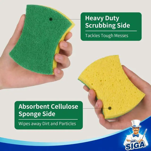 Alt view image 5 of 7 - Heavy Duty Cellulose Scrub Sponge, Dual-Sided Dishwashing Sponge for Kitchen, 12 Pack