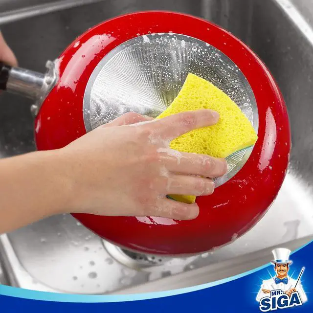 Alt view image 6 of 7 - Heavy Duty Cellulose Scrub Sponge, Dual-Sided Dishwashing Sponge for Kitchen, 12 Pack