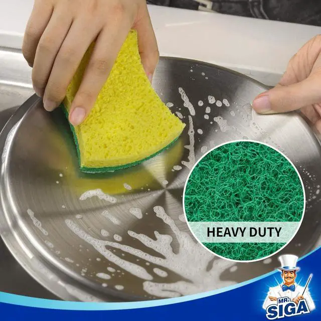 Alt view image 3 of 7 - Heavy Duty Cellulose Scrub Sponge, Dual-Sided Dishwashing Sponge for Kitchen, 12 Pack