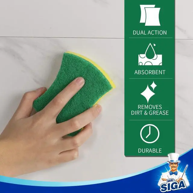 Alt view image 7 of 7 - Heavy Duty Cellulose Scrub Sponge, Dual-Sided Dishwashing Sponge for Kitchen, 12 Pack