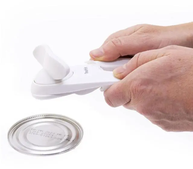 Alt view image 2 of 7 - Little Beaver Can Opener, Safe, Holds Lid and Leaves No Sharp Edges on Lid, Comfort Grip, 3-Year Warranty, White