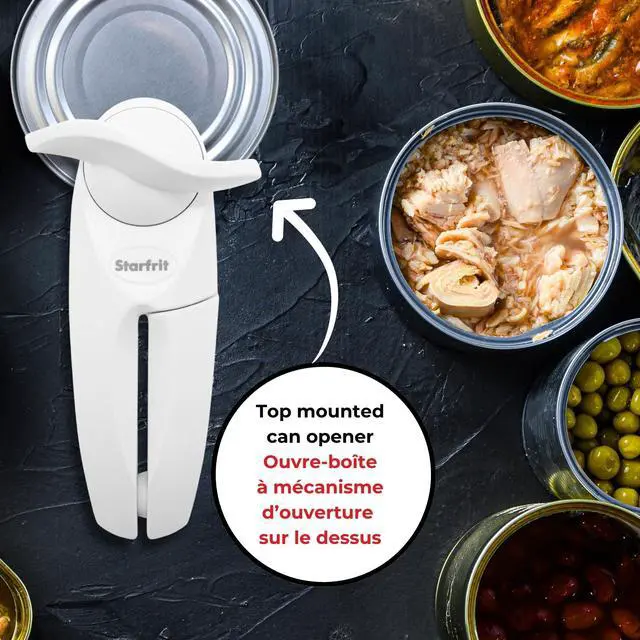 Alt view image 5 of 7 - Little Beaver Can Opener, Safe, Holds Lid and Leaves No Sharp Edges on Lid, Comfort Grip, 3-Year Warranty, White